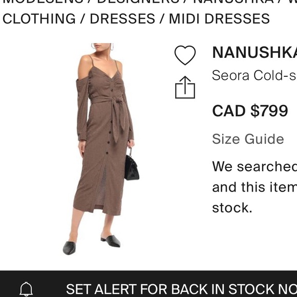 🤎𝐍𝐀𝐍𝐔𝐒𝐇𝐊𝐀 Seora cold-shoulder front button midi-Dress - Picture 4 of 4